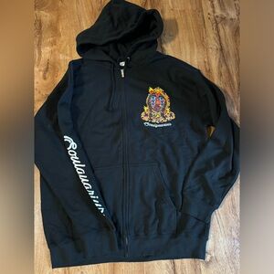 Soulquarius Men’s Full Zip Tour Hoodie Long Sleeve Pockets Black/Multi Size XL